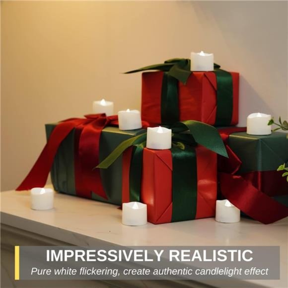 48Pack White Tea Lights Candles Battery Operated Flameless Flickering LED Lights - Picture 6 of 6